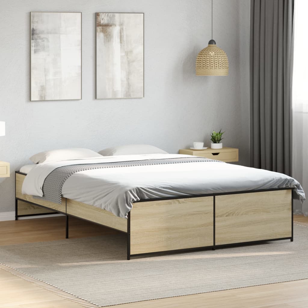 Cadre de lit sans matelas chêne sonoma 140x190 cm