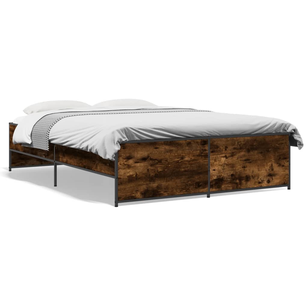 Cadre de lit sans matelas chêne fumé 140x190 cm