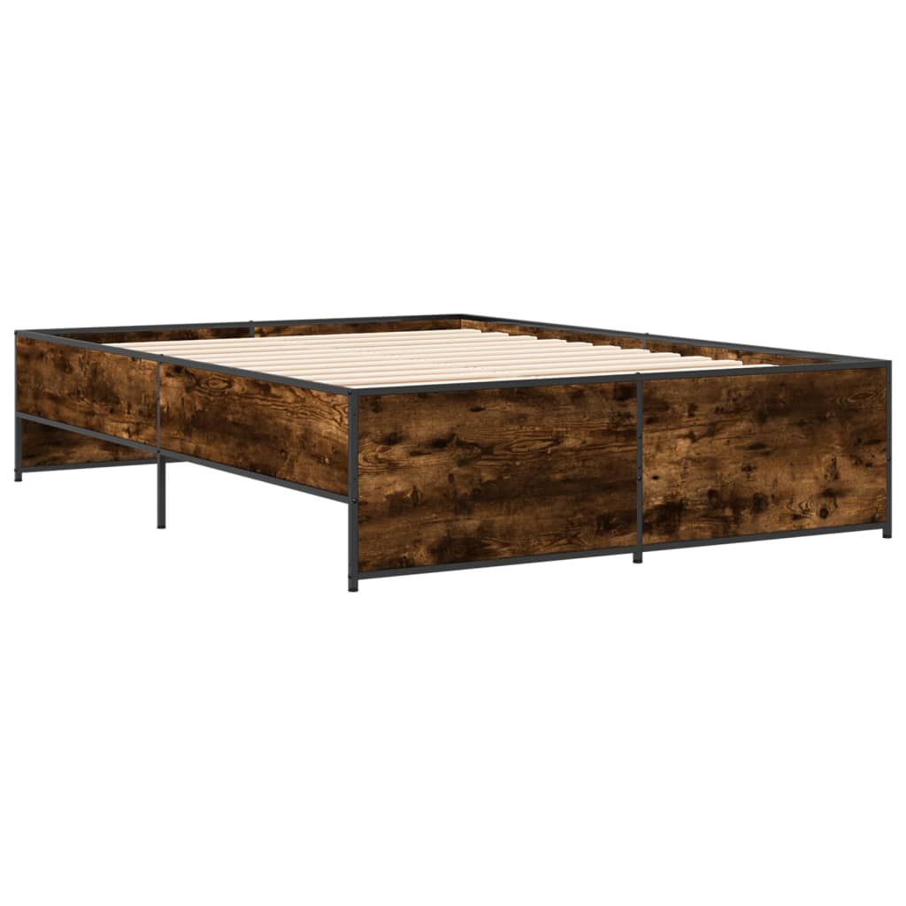 Cadre de lit sans matelas chêne fumé 140x190 cm