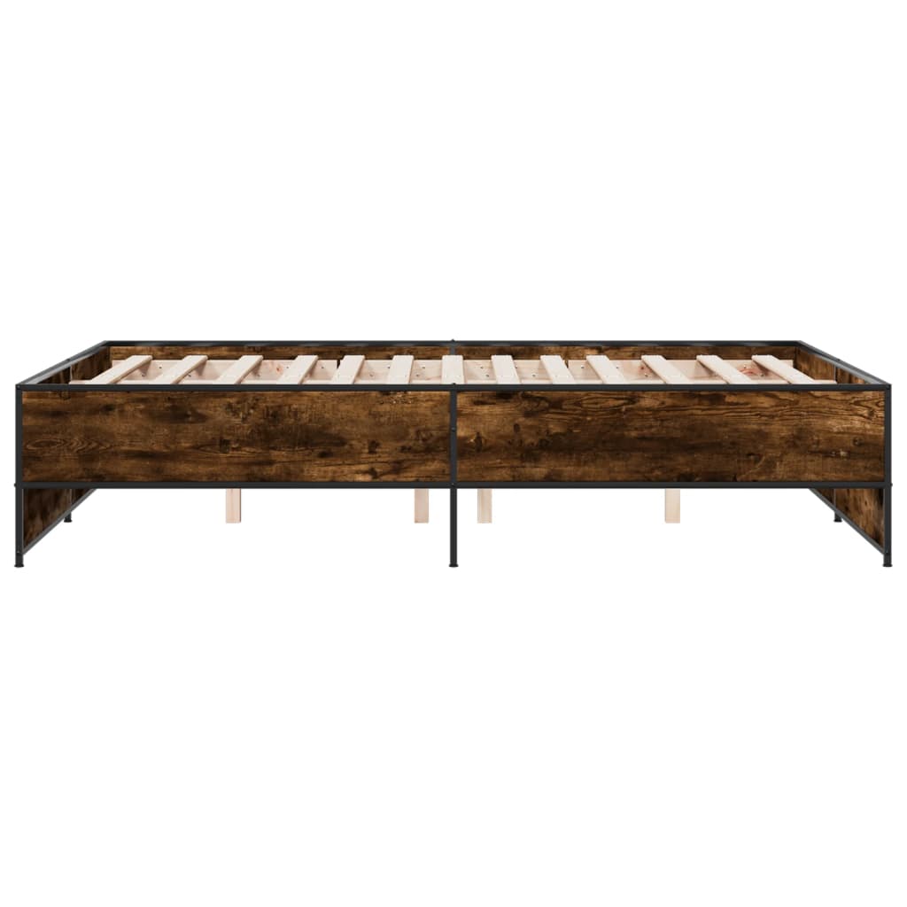 Cadre de lit sans matelas chêne fumé 140x190 cm