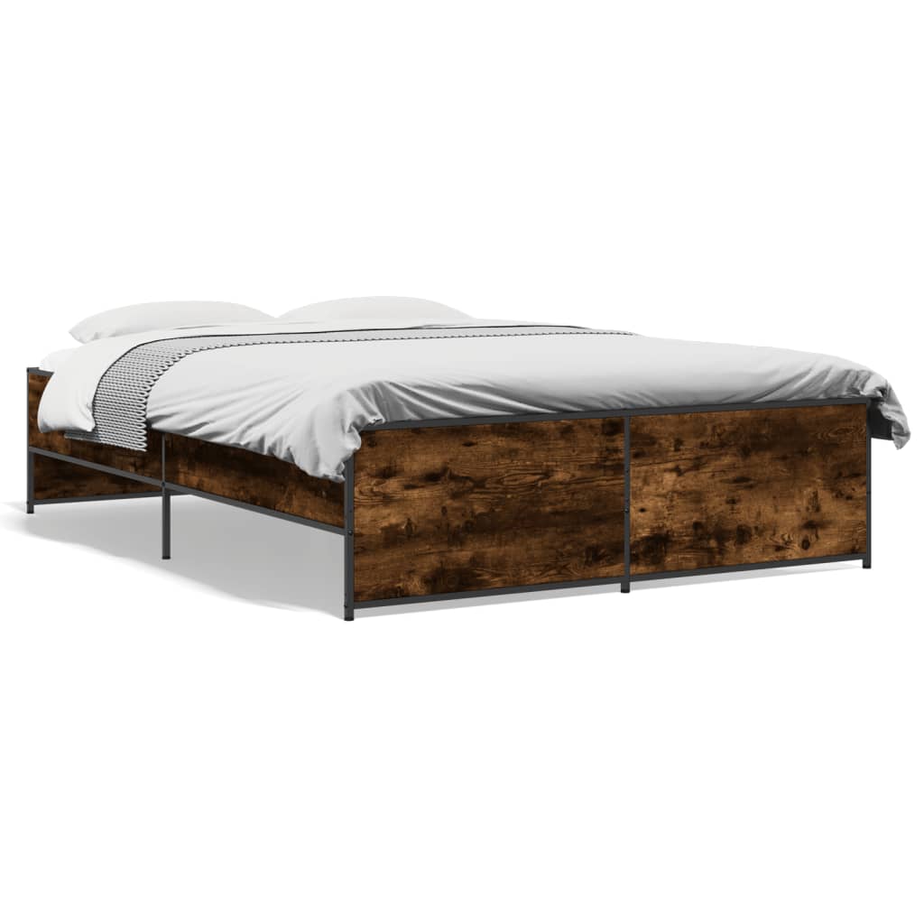 Cadre de lit sans matelas chêne fumé 135x190 cm