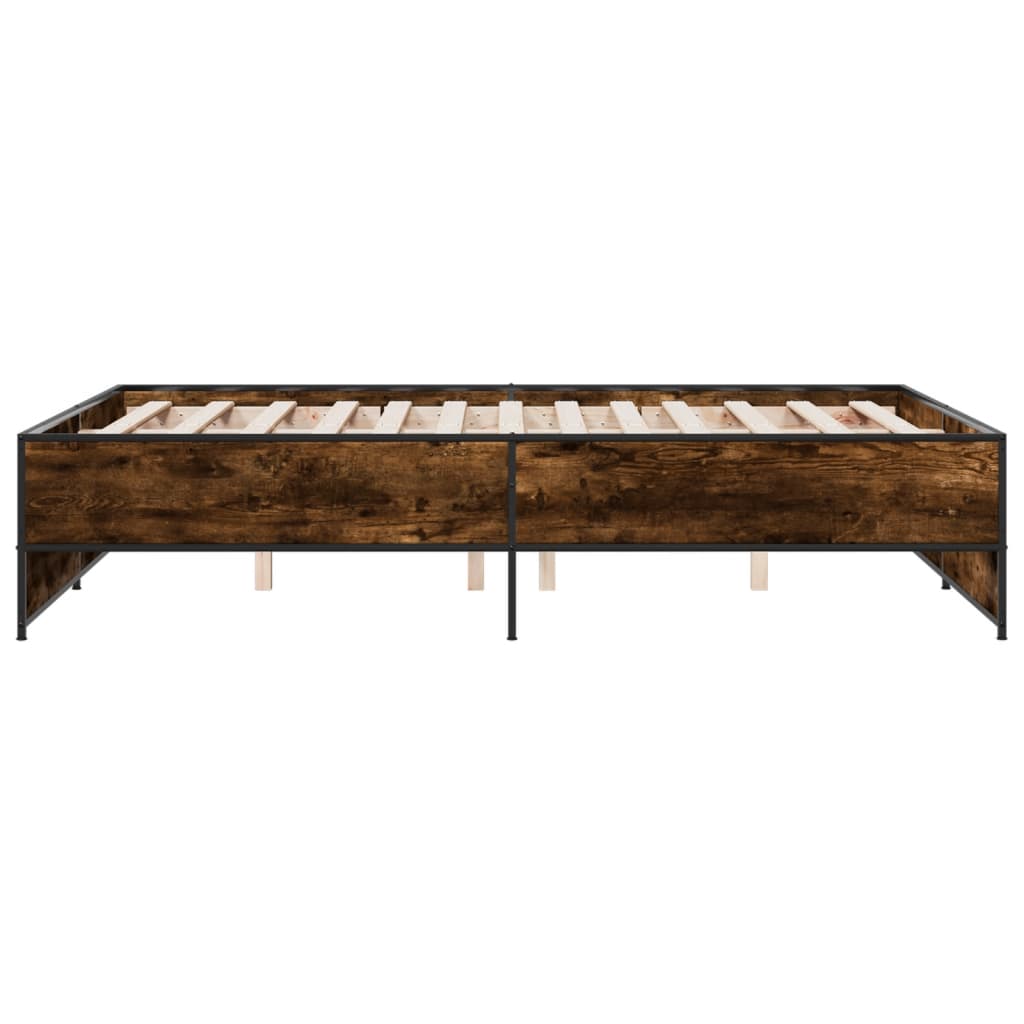 Cadre de lit sans matelas chêne fumé 135x190 cm