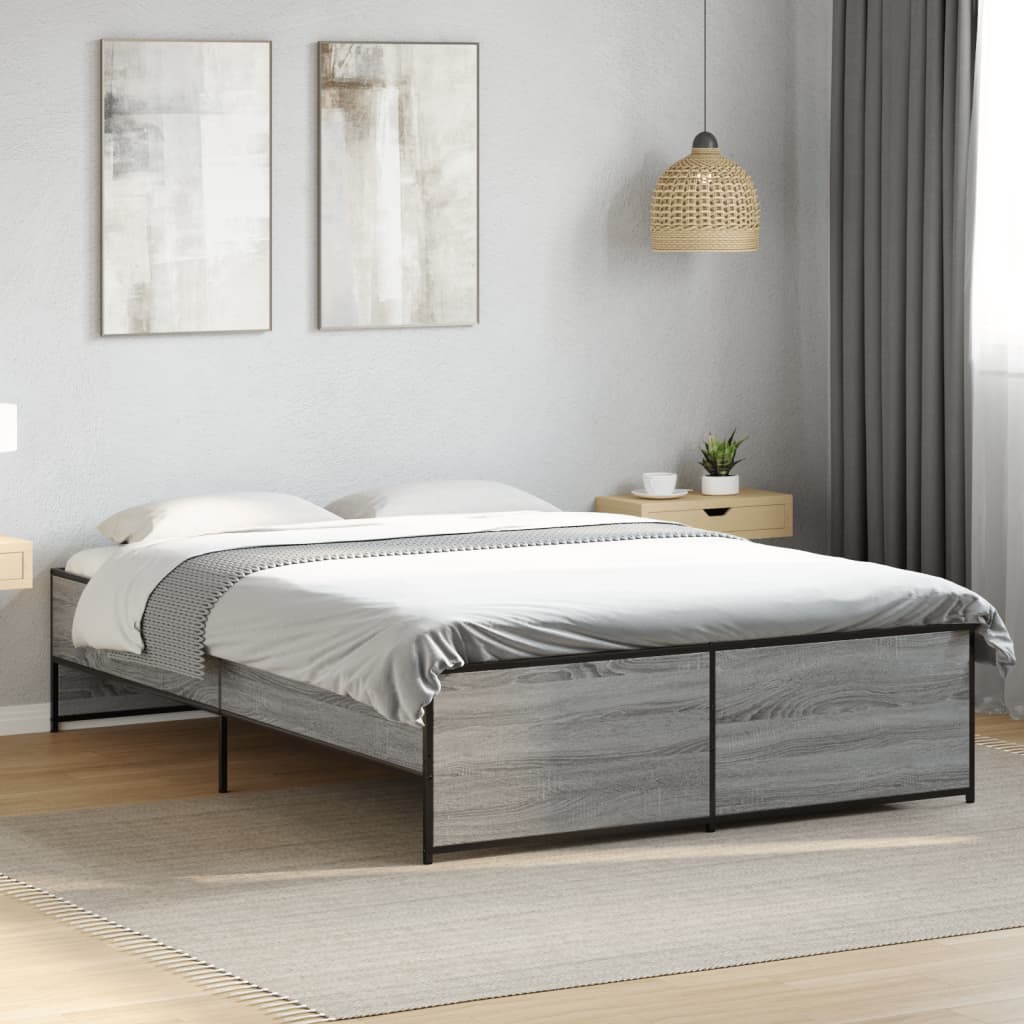 Cadre de lit sans matelas sonoma gris 135x190 cm