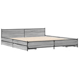 Cadre de lit avec tiroirs sans matelas sonoma gris 200x200 cm