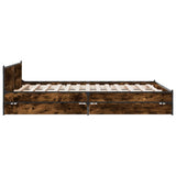 Bed frame with drawers without mattress smoked oak 135x190 cm