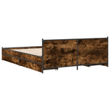 Bed frame with drawers without mattress smoked oak 135x190 cm