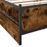 Bed frame with drawers without mattress smoked oak 135x190 cm