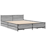 Cadre de lit avec tiroirs sans matelas sonoma gris 135x190 cm