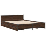 Cadre de lit avec tiroirs sans matelas chêne marron 135x190 cm