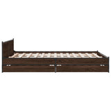 Cadre de lit avec tiroirs sans matelas chêne marron 135x190 cm