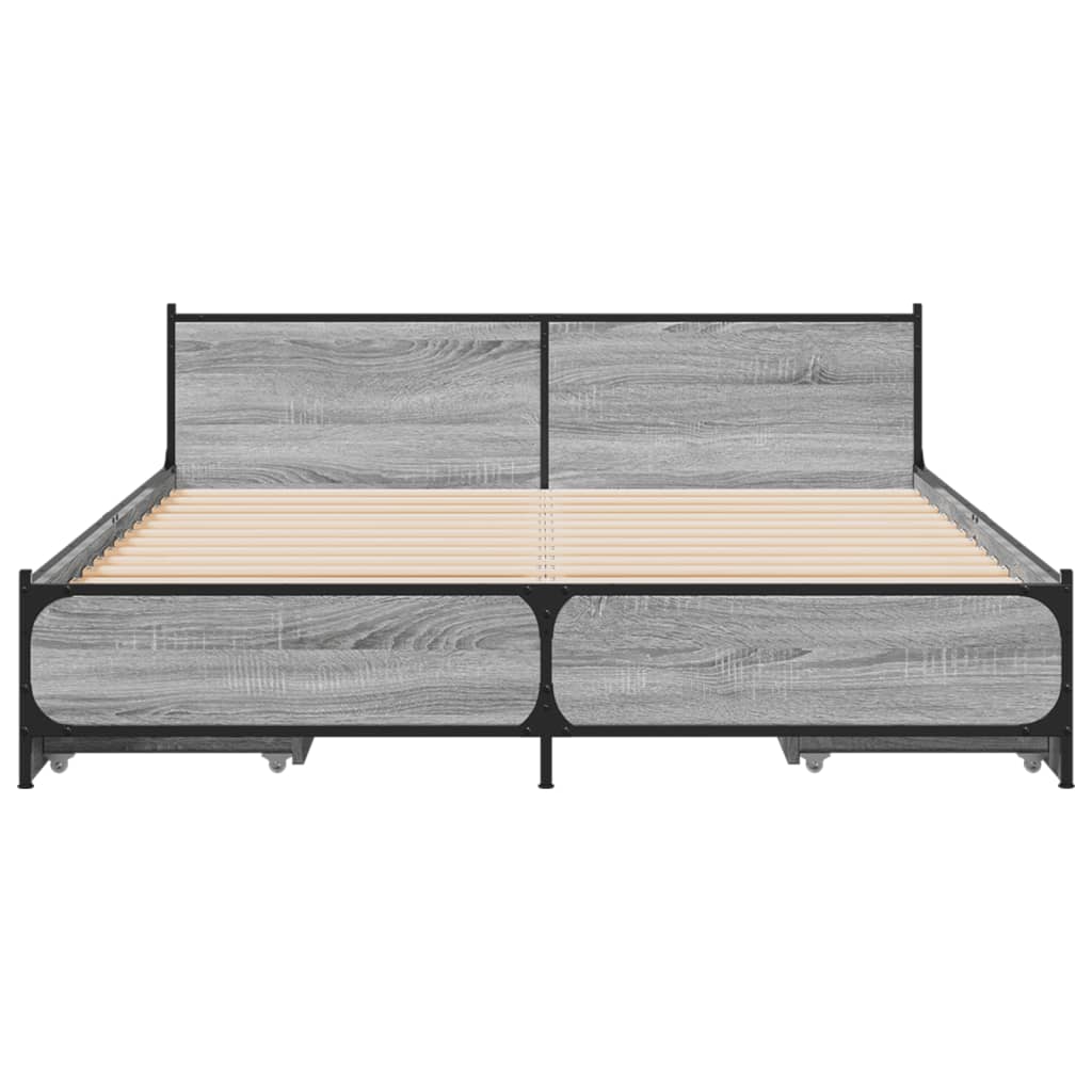 Cadre de lit avec tiroirs sans matelas sonoma gris 120x190 cm