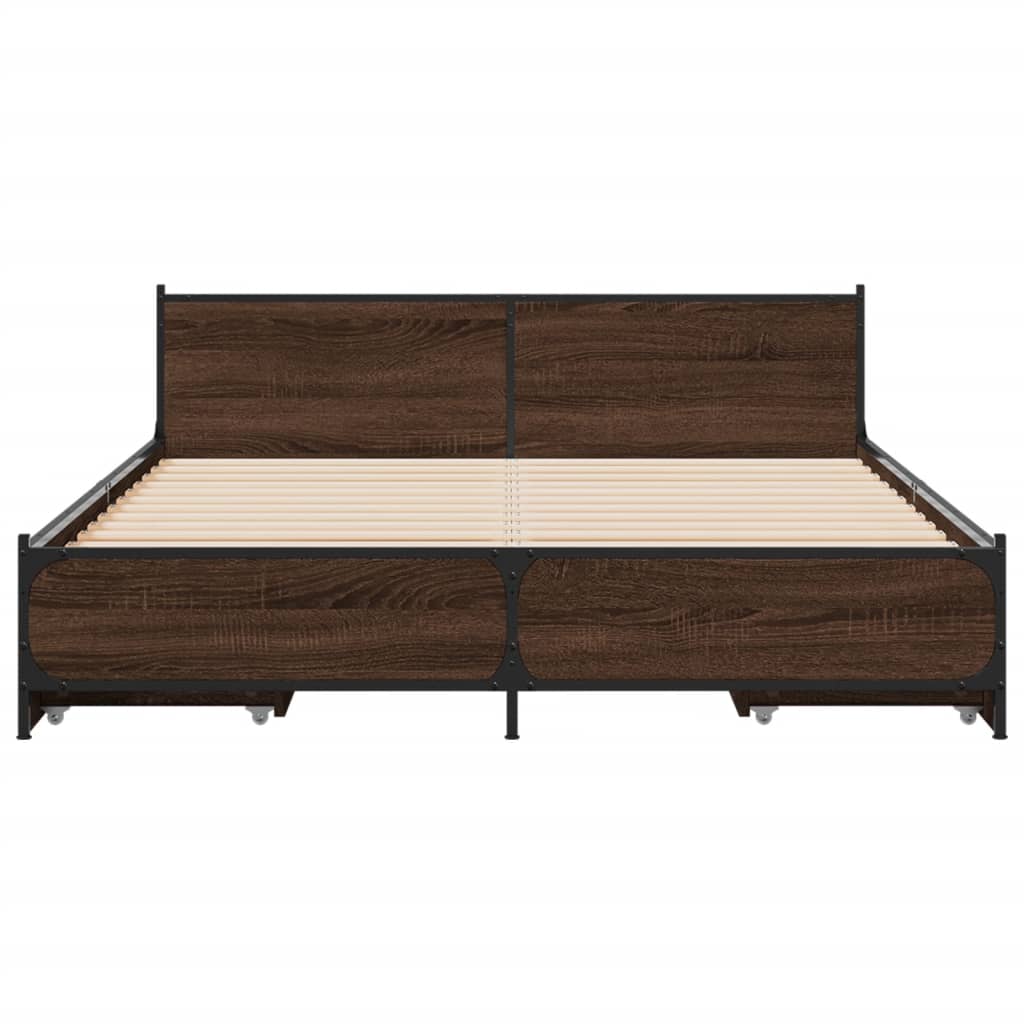 Cadre de lit avec tiroirs sans matelas chêne marron 120x190 cm