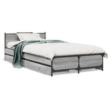 Cadre de lit avec tiroirs sans matelas sonoma gris 90x190 cm