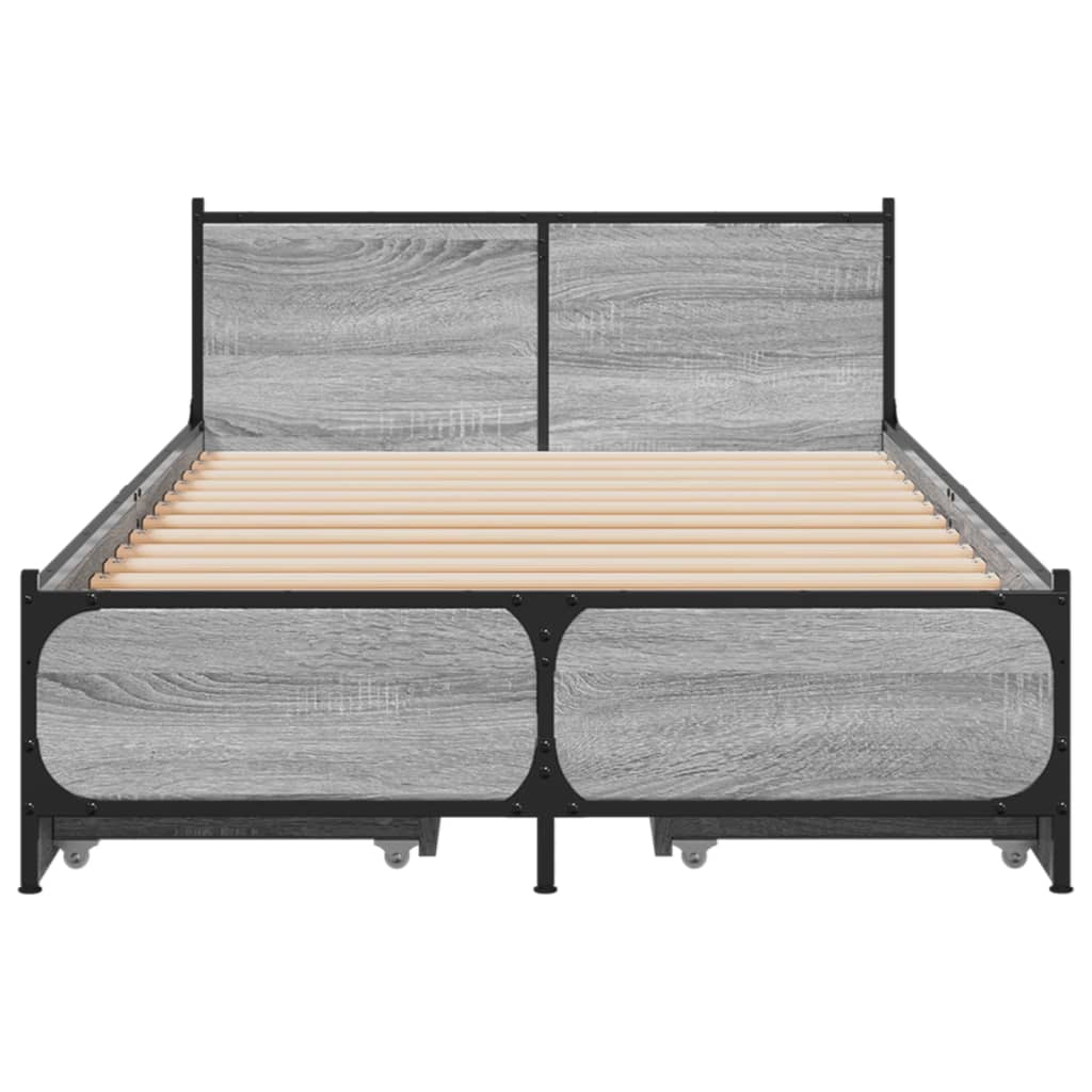 Cadre de lit avec tiroirs sans matelas sonoma gris 90x190 cm