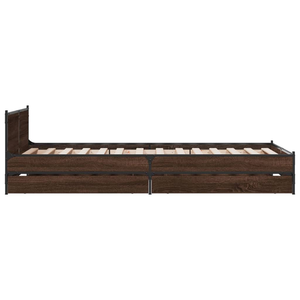 Cadre de lit avec tiroirs sans matelas chêne marron 90x190 cm