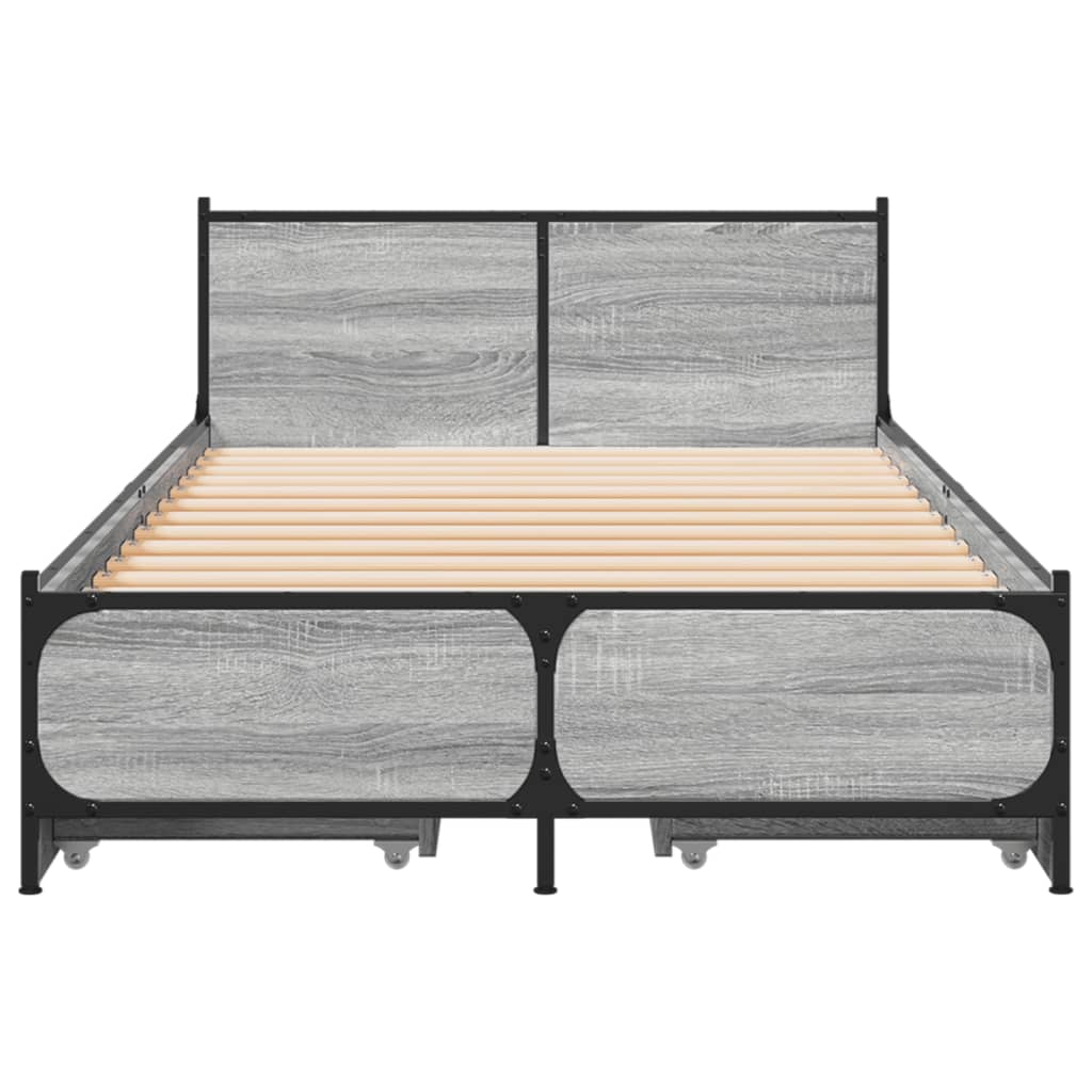 Cadre de lit avec tiroirs sans matelas sonoma gris 90x200 cm