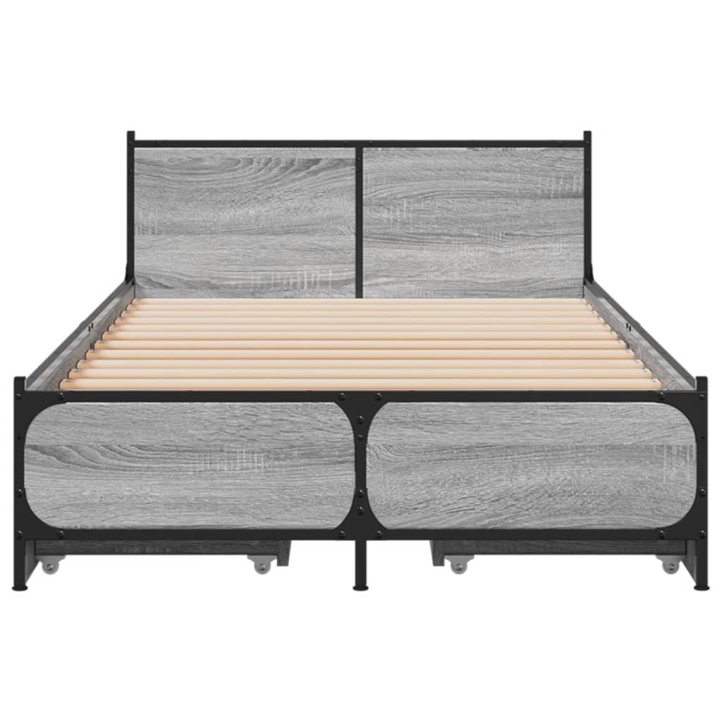 Cadre de lit avec tiroirs sans matelas sonoma gris 75x190 cm