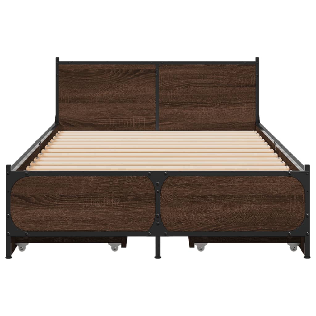 Cadre de lit avec tiroirs sans matelas chêne marron 75x190 cm