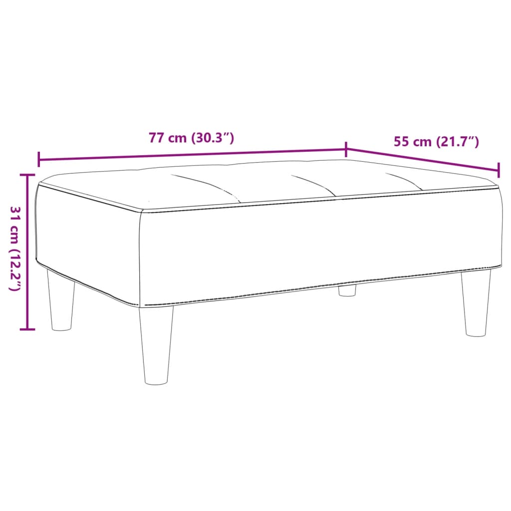 Gelber Fußhocker 77x55x31 cm Samt