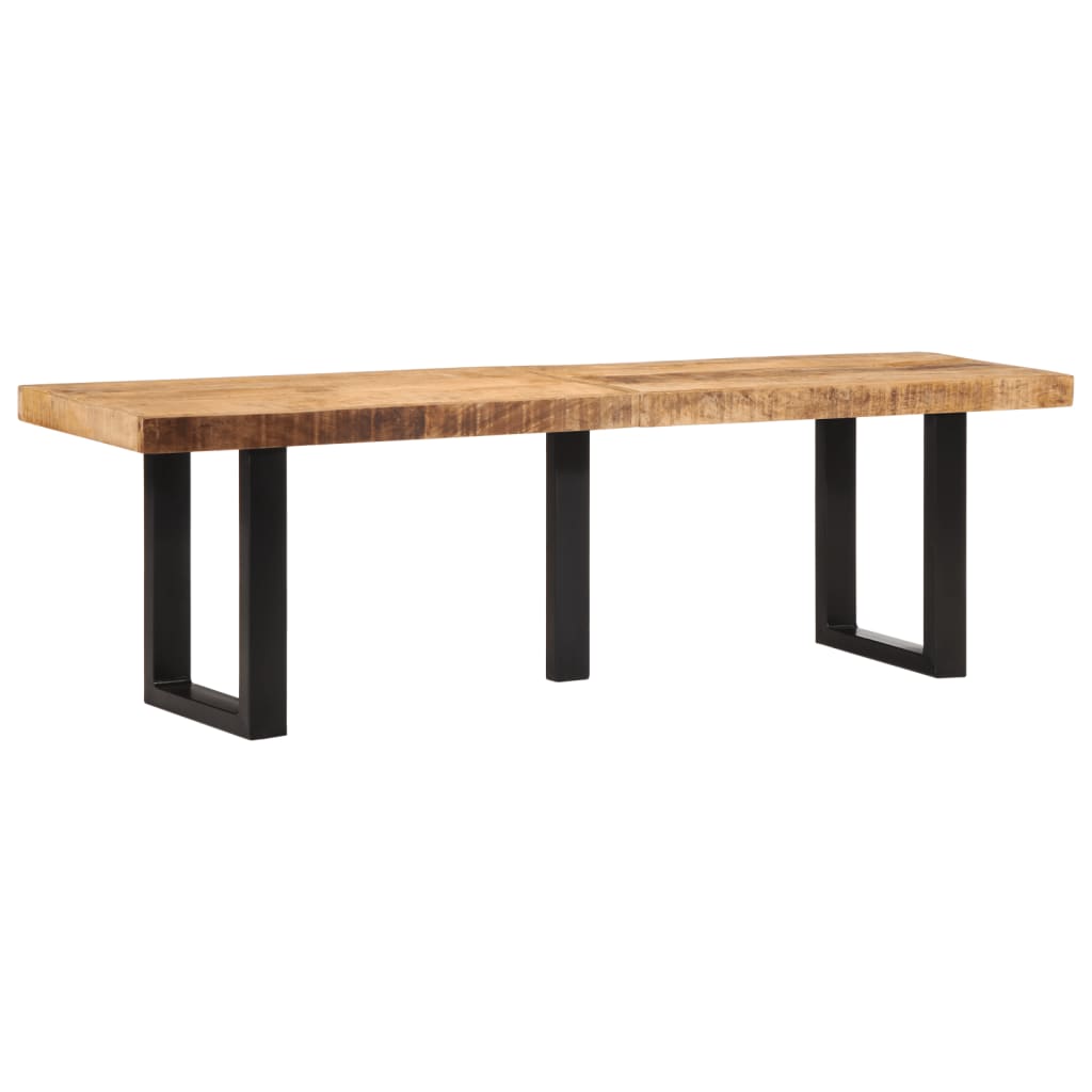 Banc 160 cm bois de manguier brut massif et acier