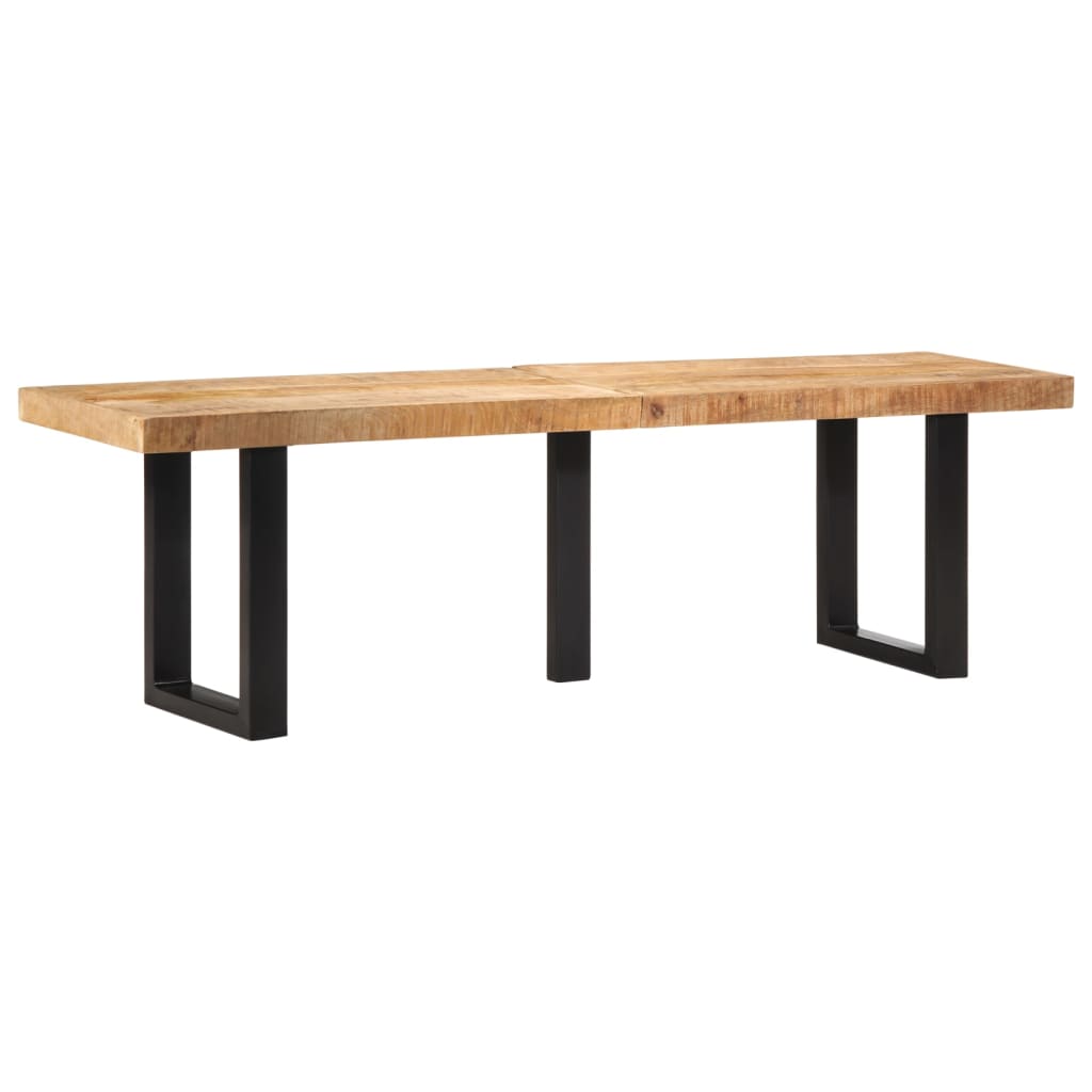 Banc 160 cm bois de manguier brut massif et acier