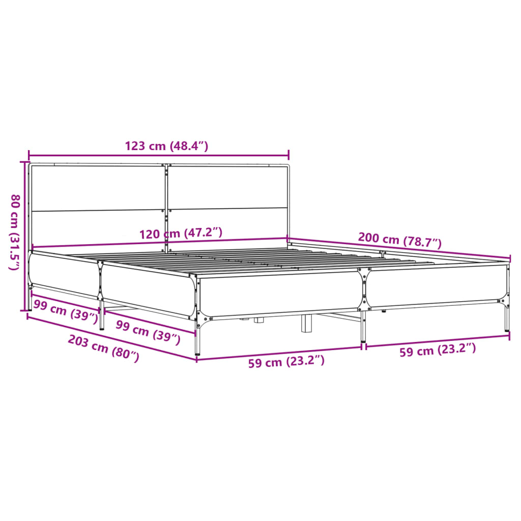 Cadre de lit sans matelas noir 120x200 cm