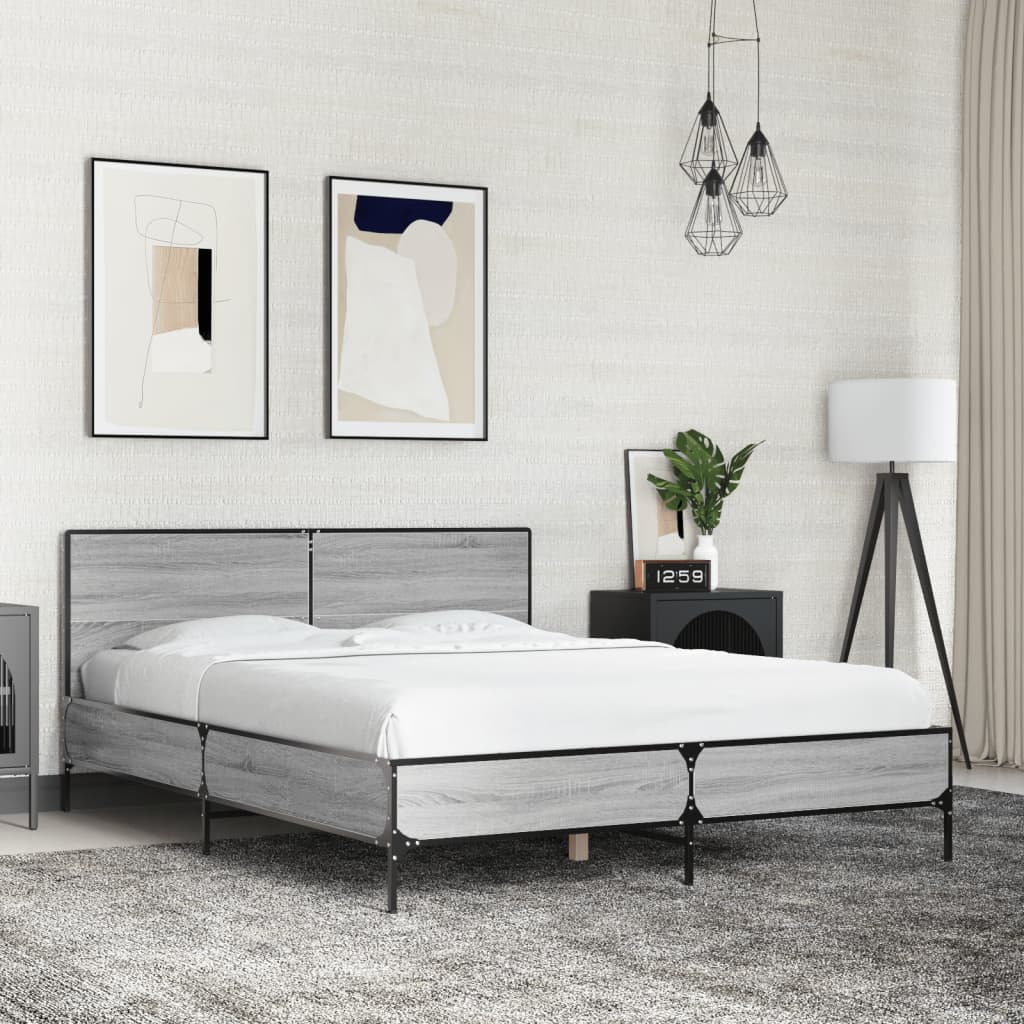 Cadre de lit sans matelas sonoma gris 120x200 cm