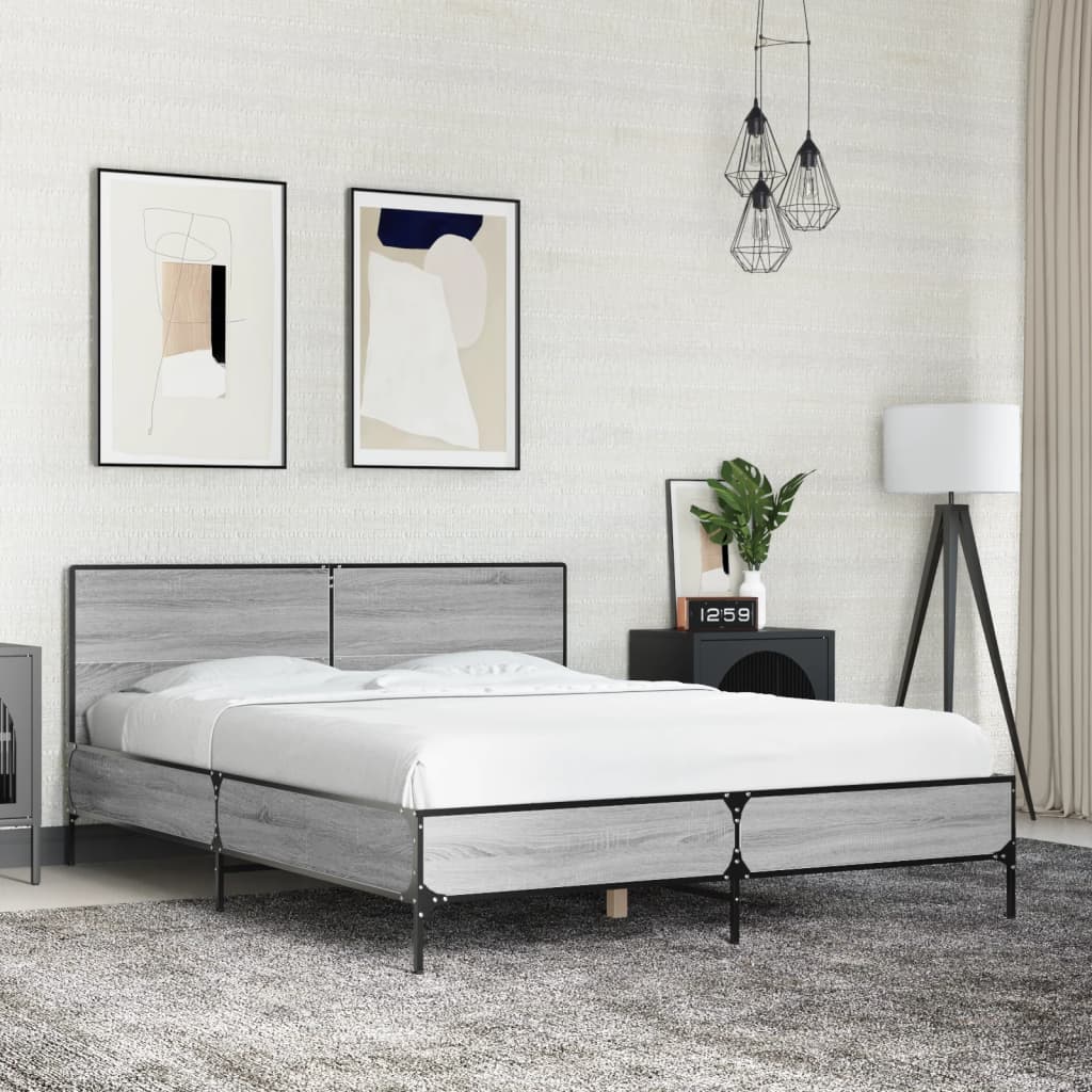 Cadre de lit sans matelas sonoma gris 140x200 cm