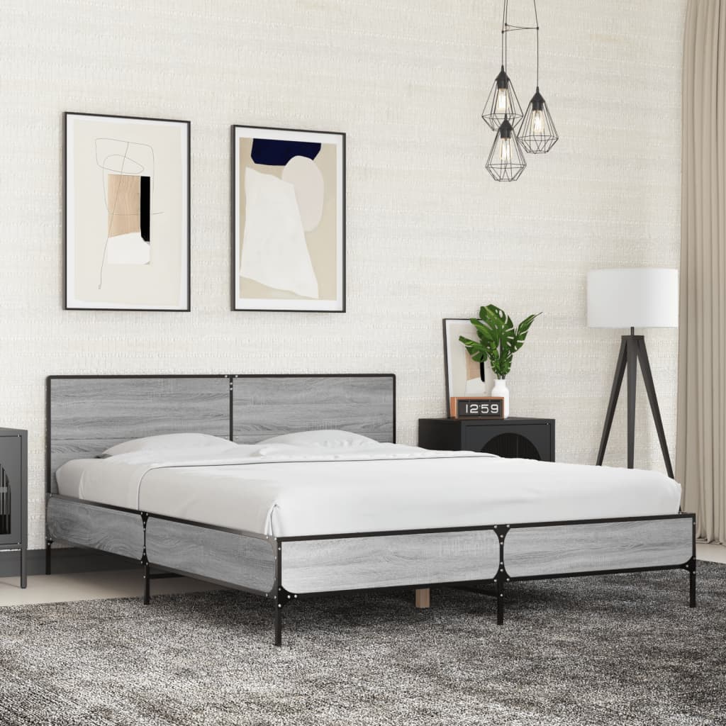 Cadre de lit sans matelas sonoma gris 150x200 cm