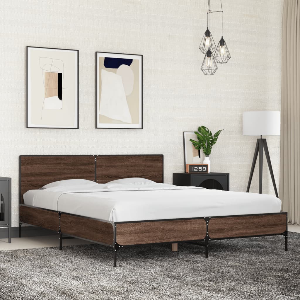 Cadre de lit sans matelas chêne marron 150x200 cm