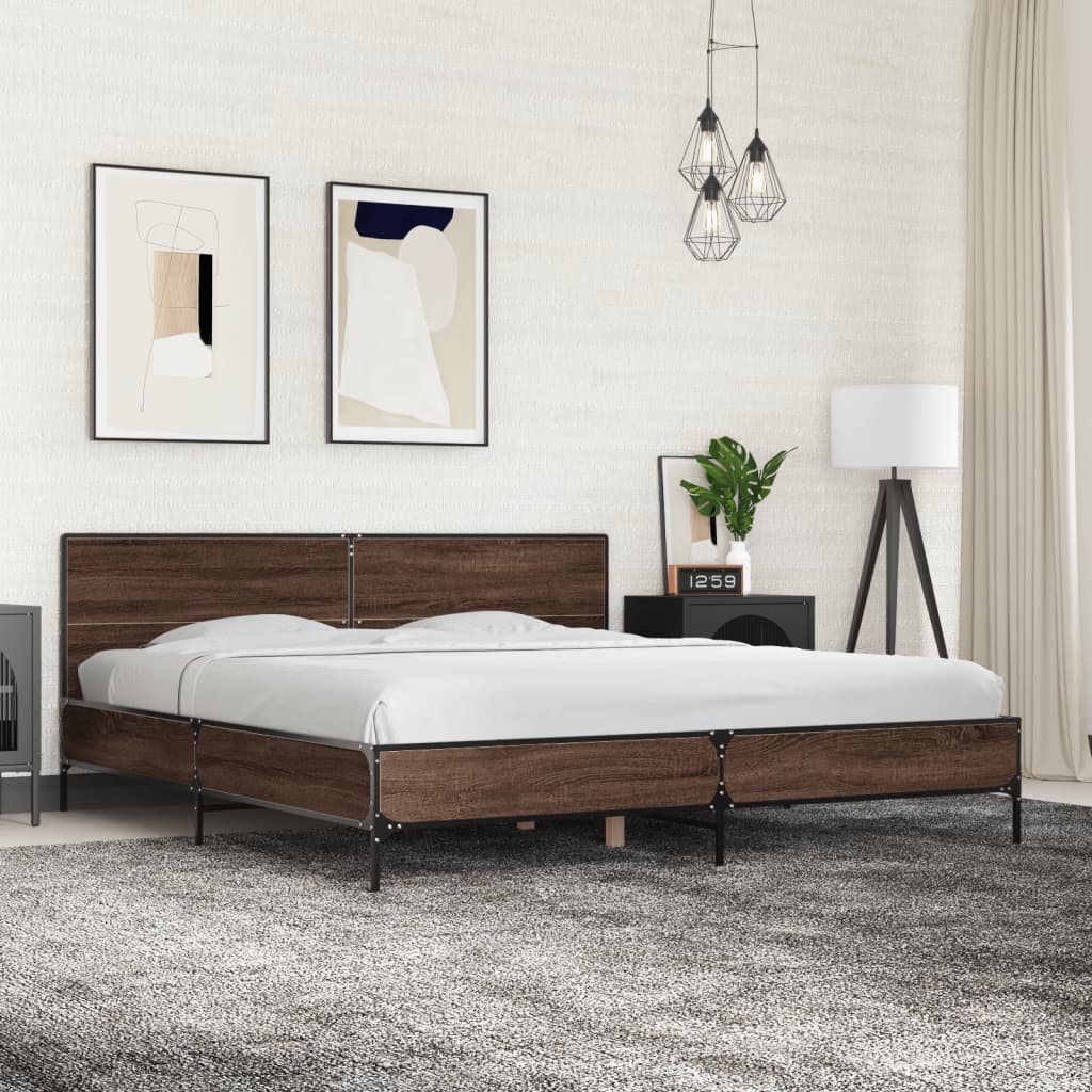 Cadre de lit sans matelas chêne marron 180x200 cm