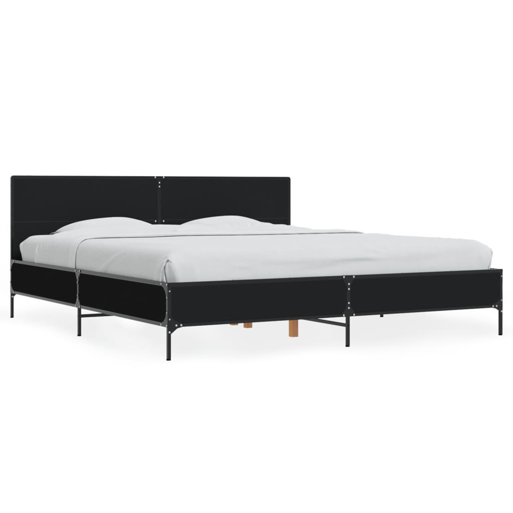 Cadre de lit sans matelas noir 200x200 cm