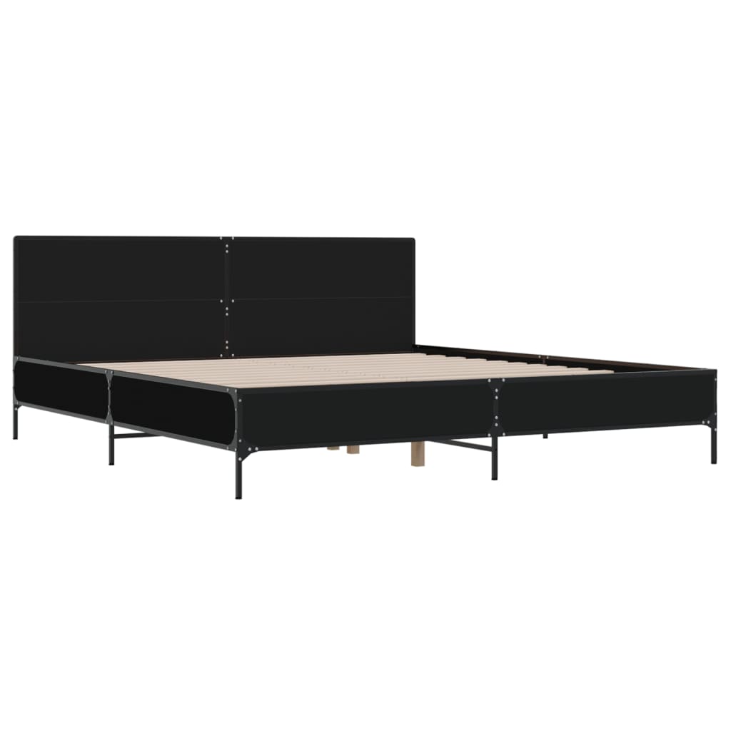 Cadre de lit sans matelas noir 200x200 cm