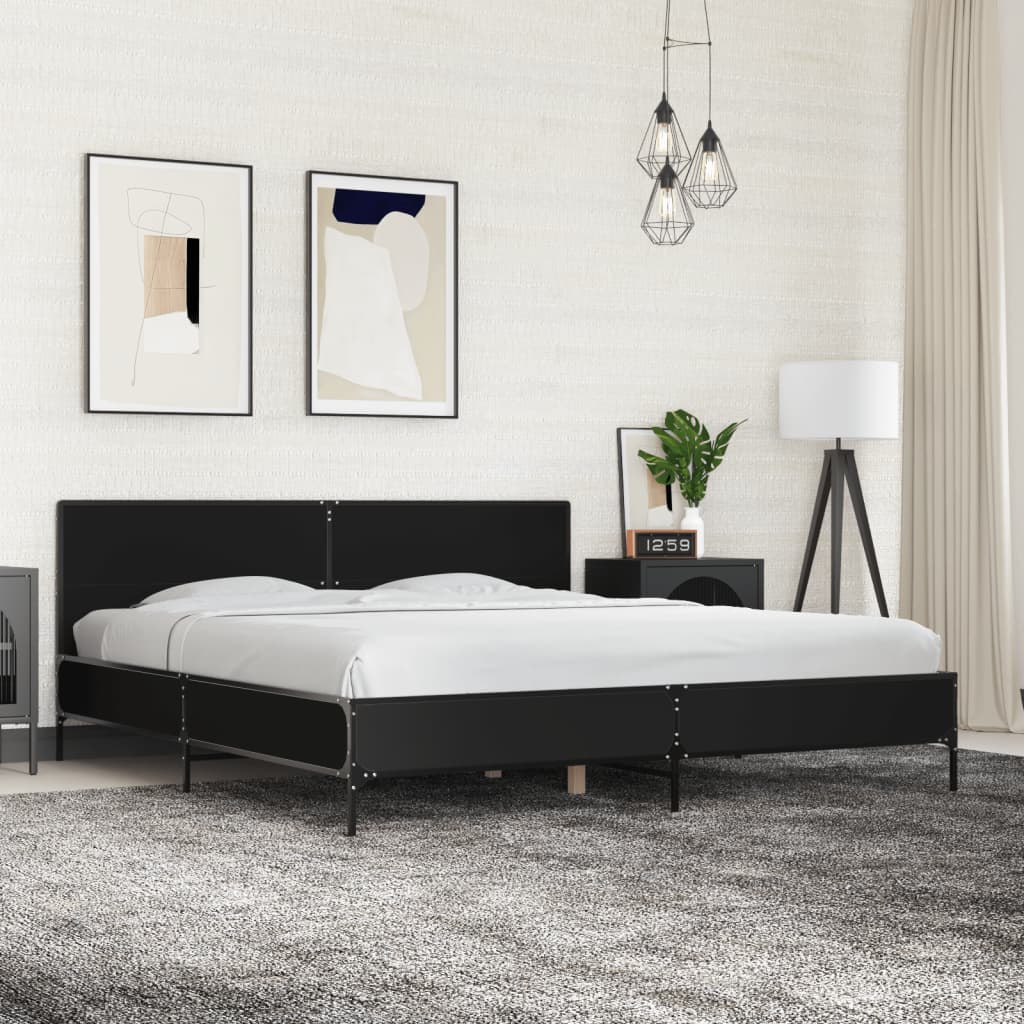 Cadre de lit sans matelas noir 200x200 cm