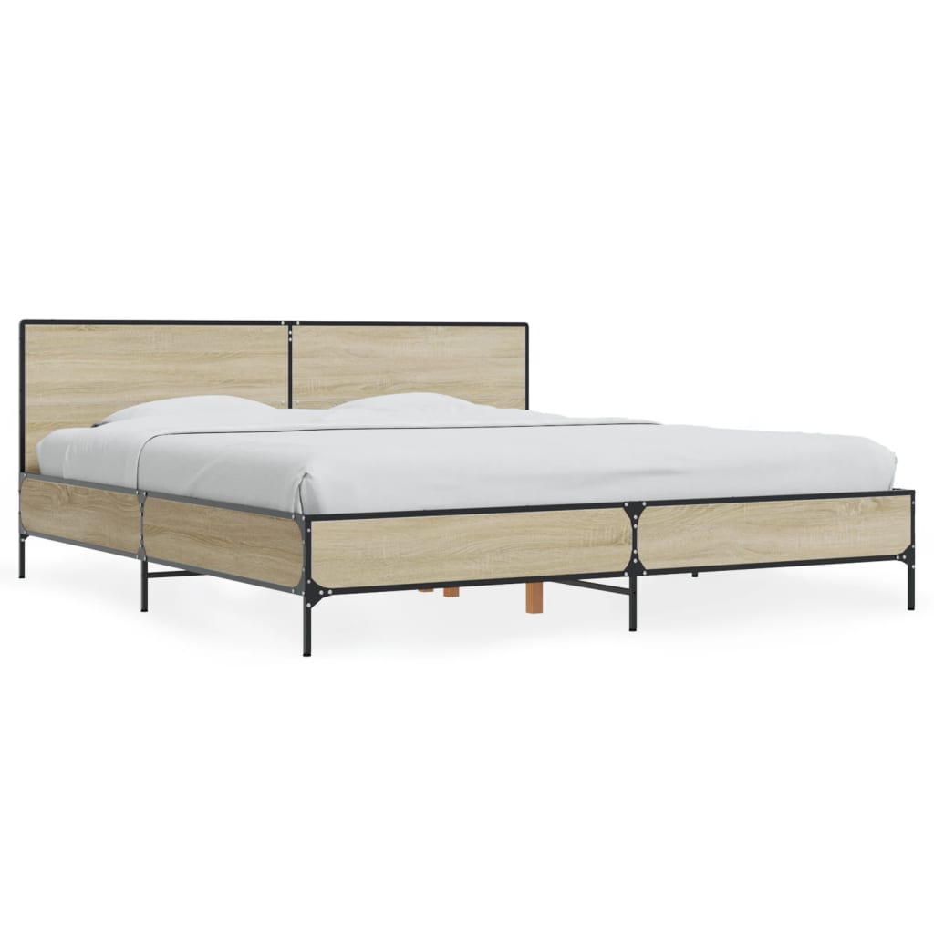 Bed frame without mattress sonoma oak 200x200 cm