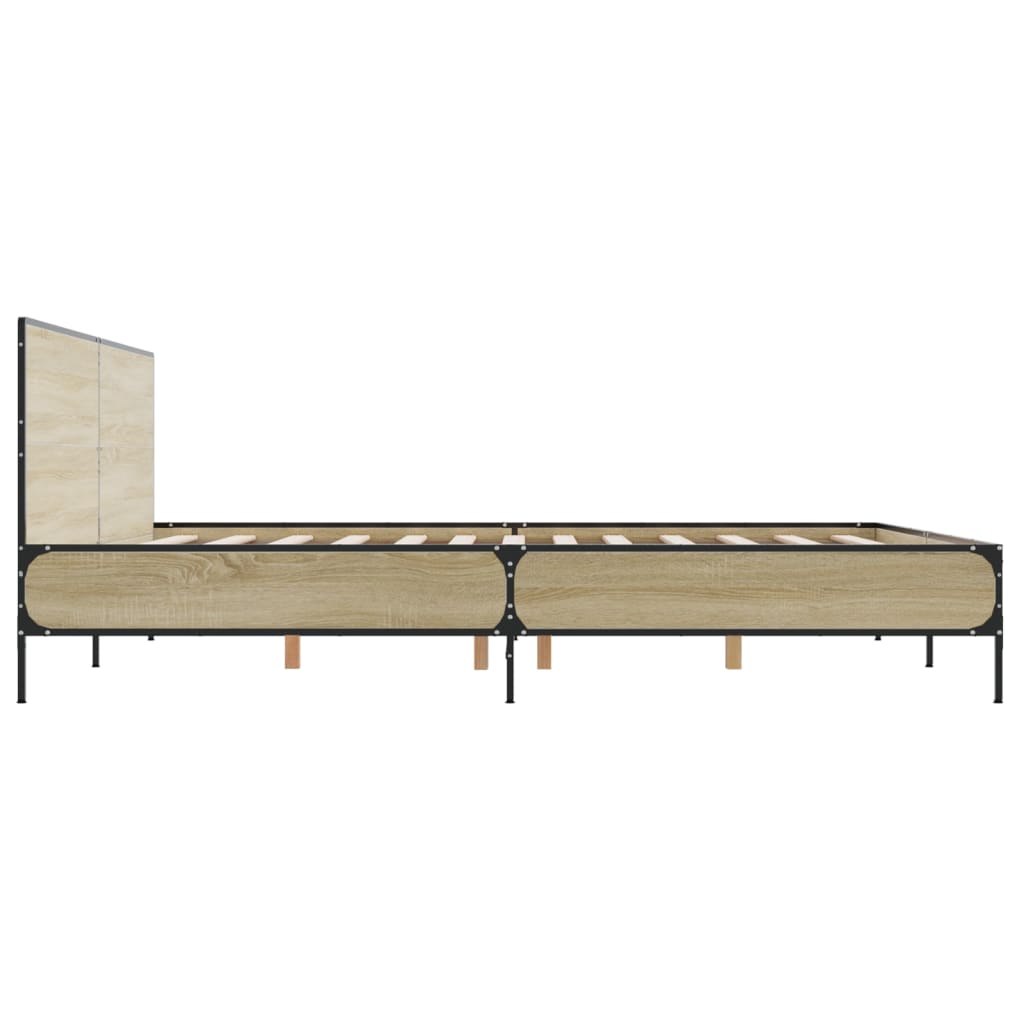 Bed frame without mattress sonoma oak 200x200 cm