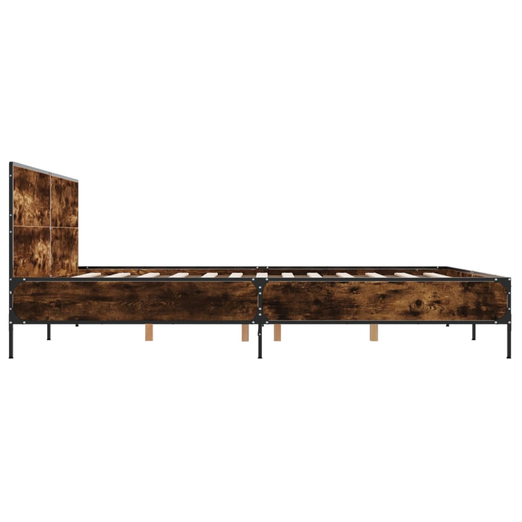 Cadre de lit sans matelas chêne fumé 200x200 cm