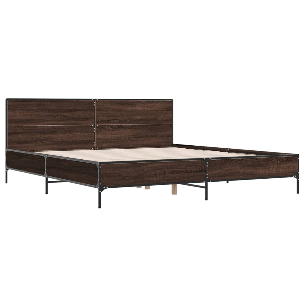 Bed frame without mattress brown oak 200x200 cm