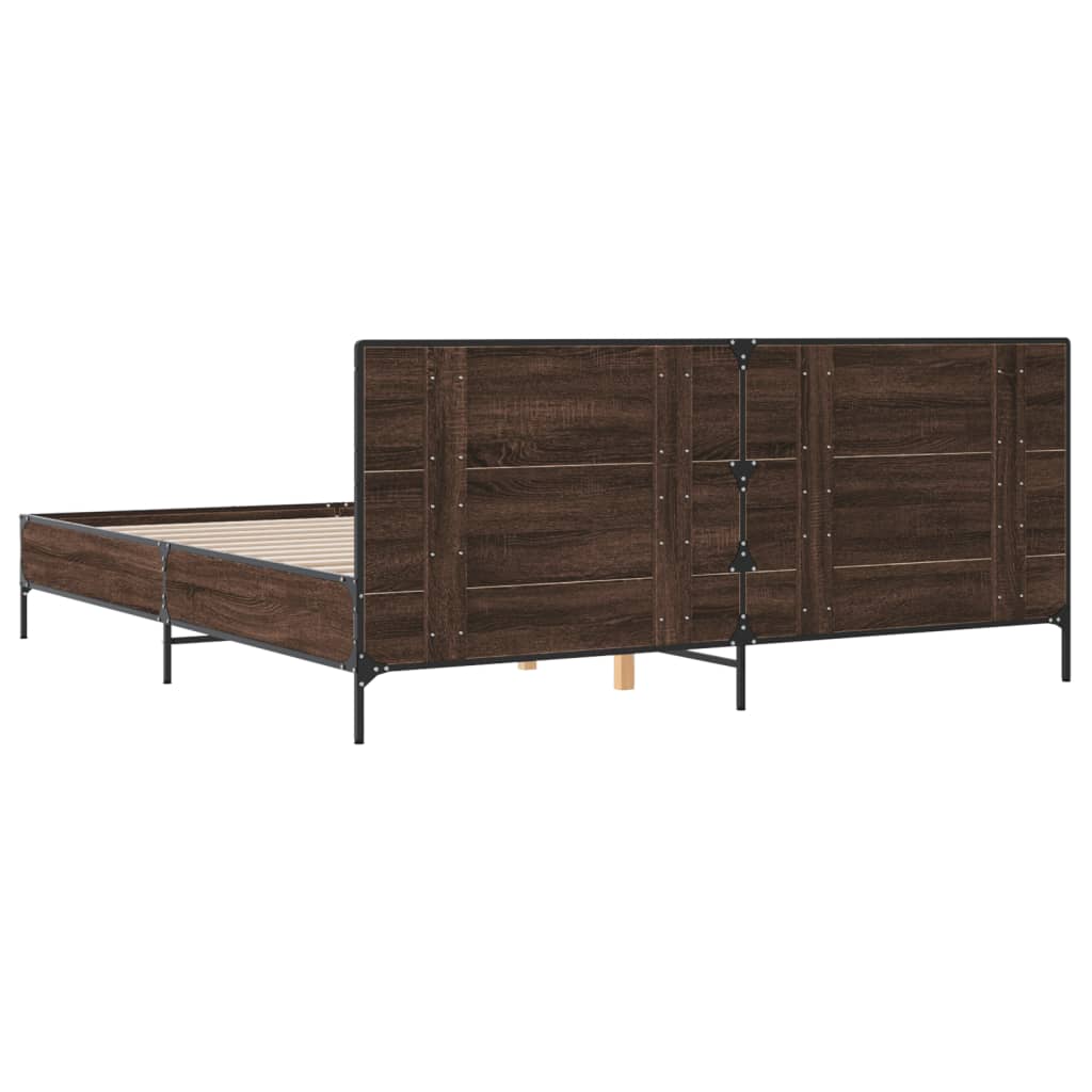 Bed frame without mattress brown oak 200x200 cm