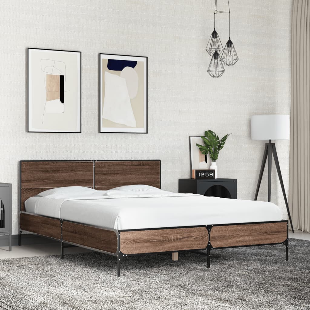 Cadre de lit sans matelas chêne marron 120x190 cm