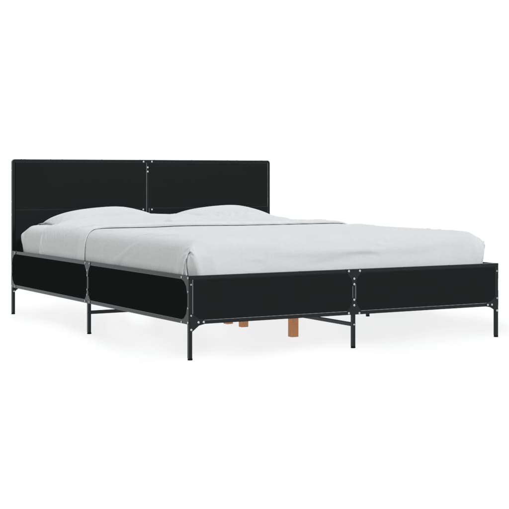 Cadre de lit sans matelas noir 135x190 cm