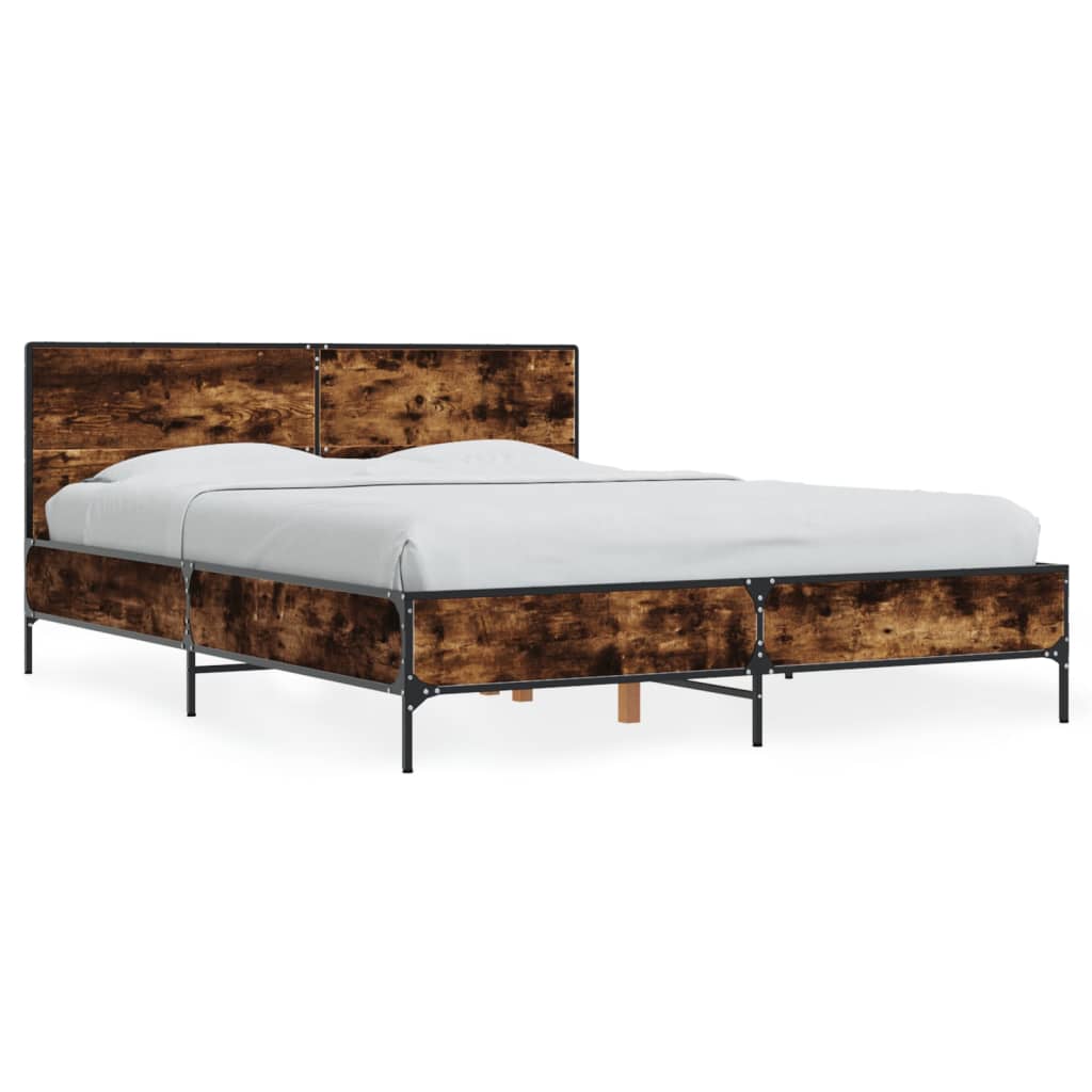 Cadre de lit sans matelas chêne fumé 135x190 cm