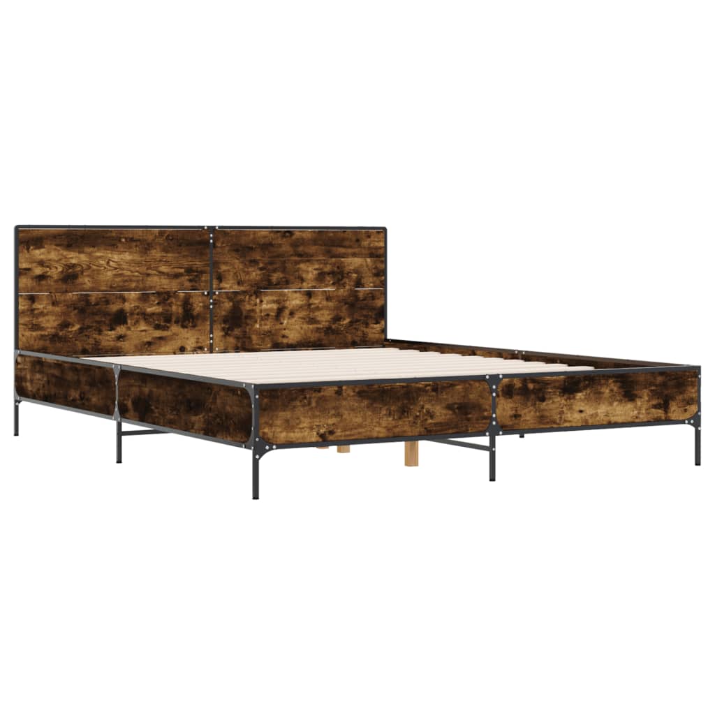 Cadre de lit sans matelas chêne fumé 135x190 cm