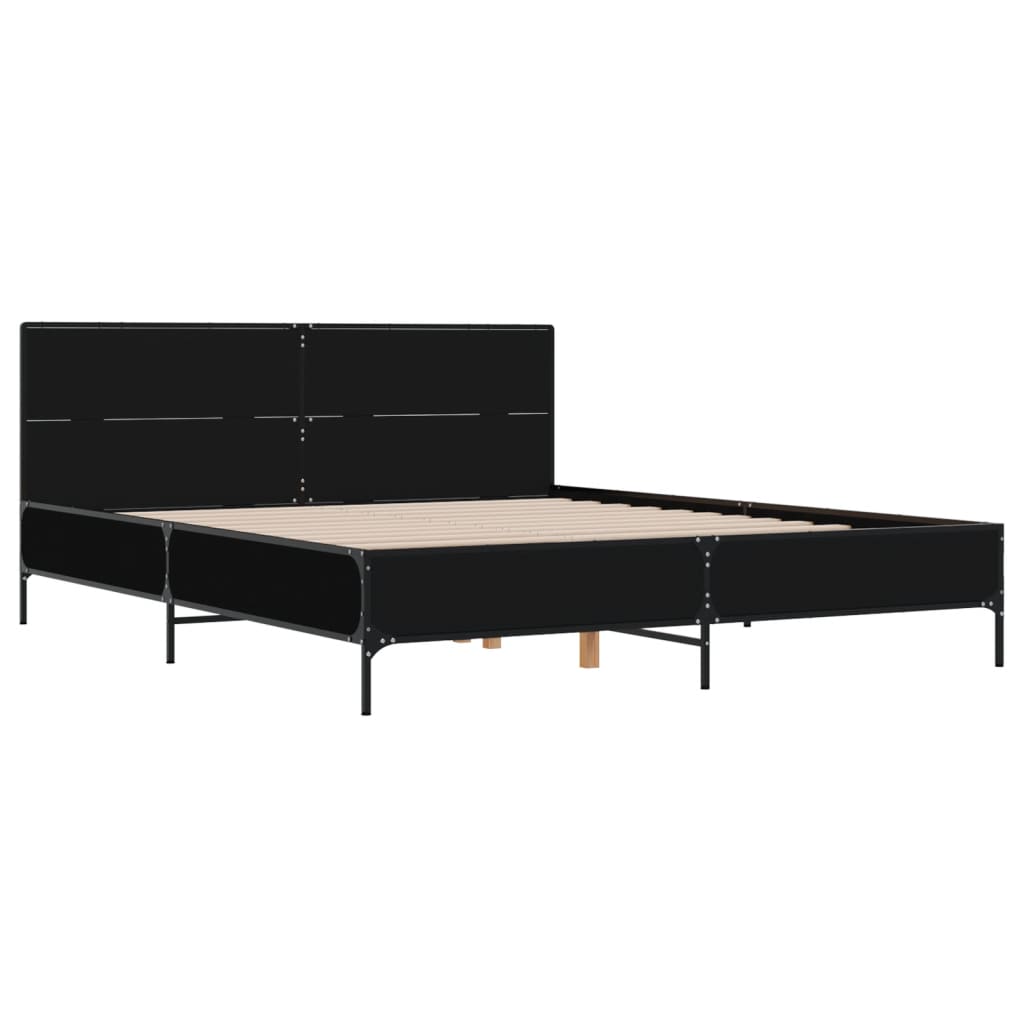 Cadre de lit sans matelas noir 140x190 cm