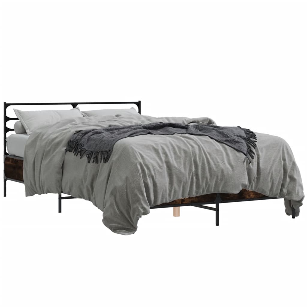 Bed frame without mattress smoked oak 120x200 cm