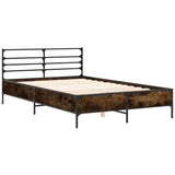 Bed frame without mattress smoked oak 120x200 cm