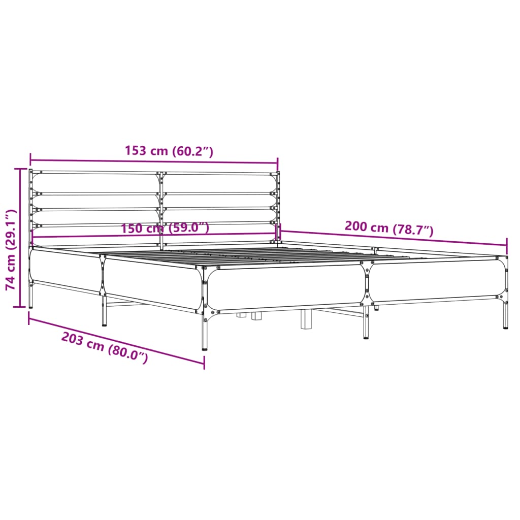 Cadre de lit sans matelas noir 150x200 cm