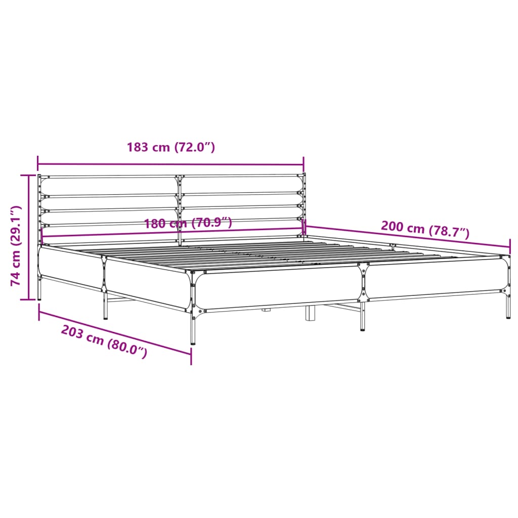 Cadre de lit sans matelas noir 180x200 cm