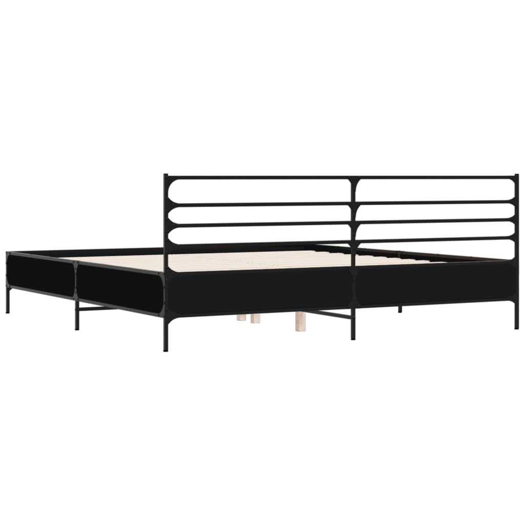 Cadre de lit sans matelas noir 200x200 cm