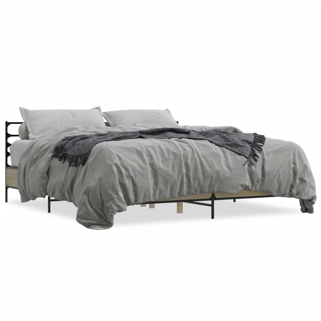 Bed frame without mattress sonoma oak 200x200 cm